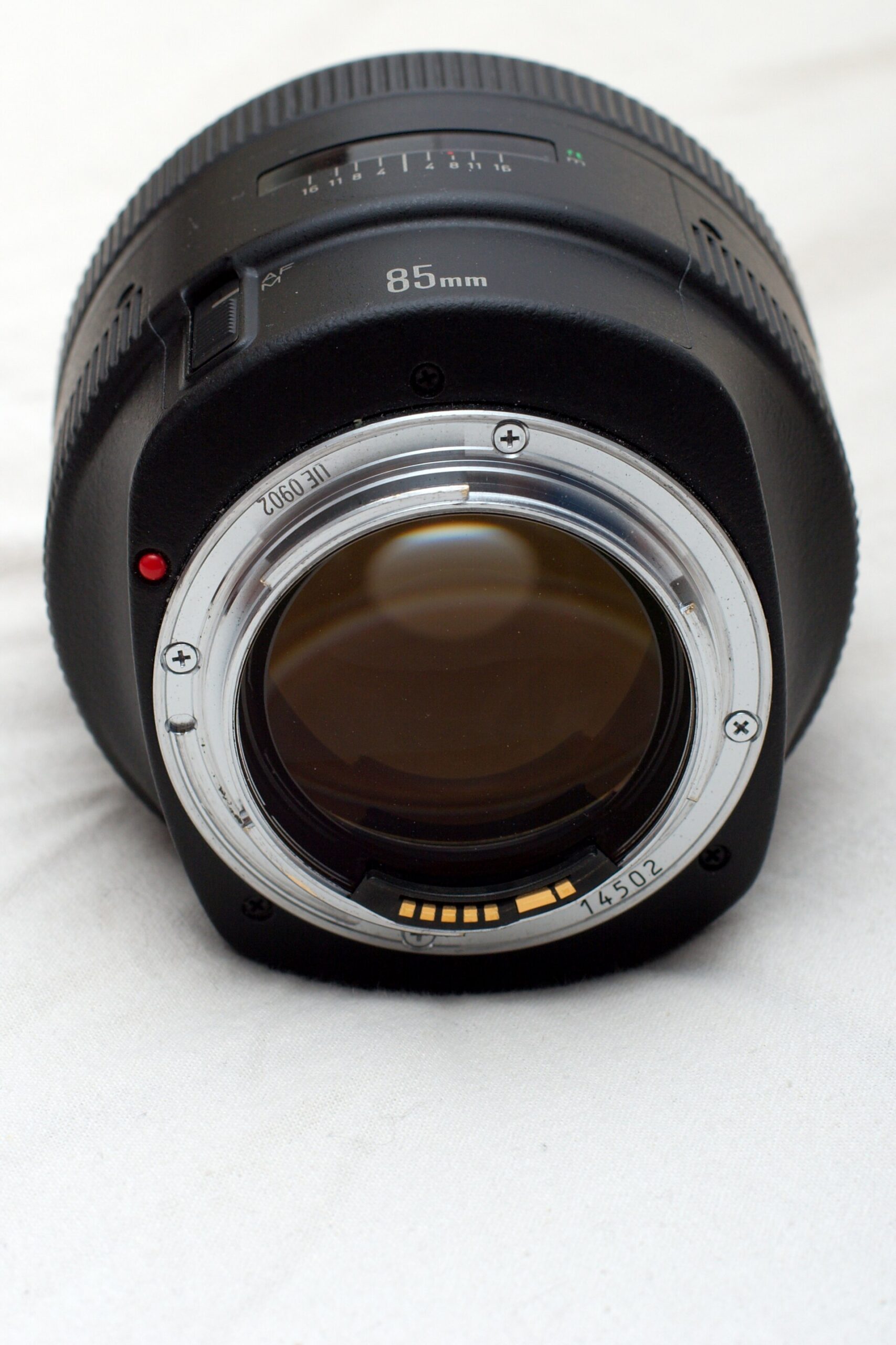 Canon EF 85mm f/1.2L lens showing its large front element