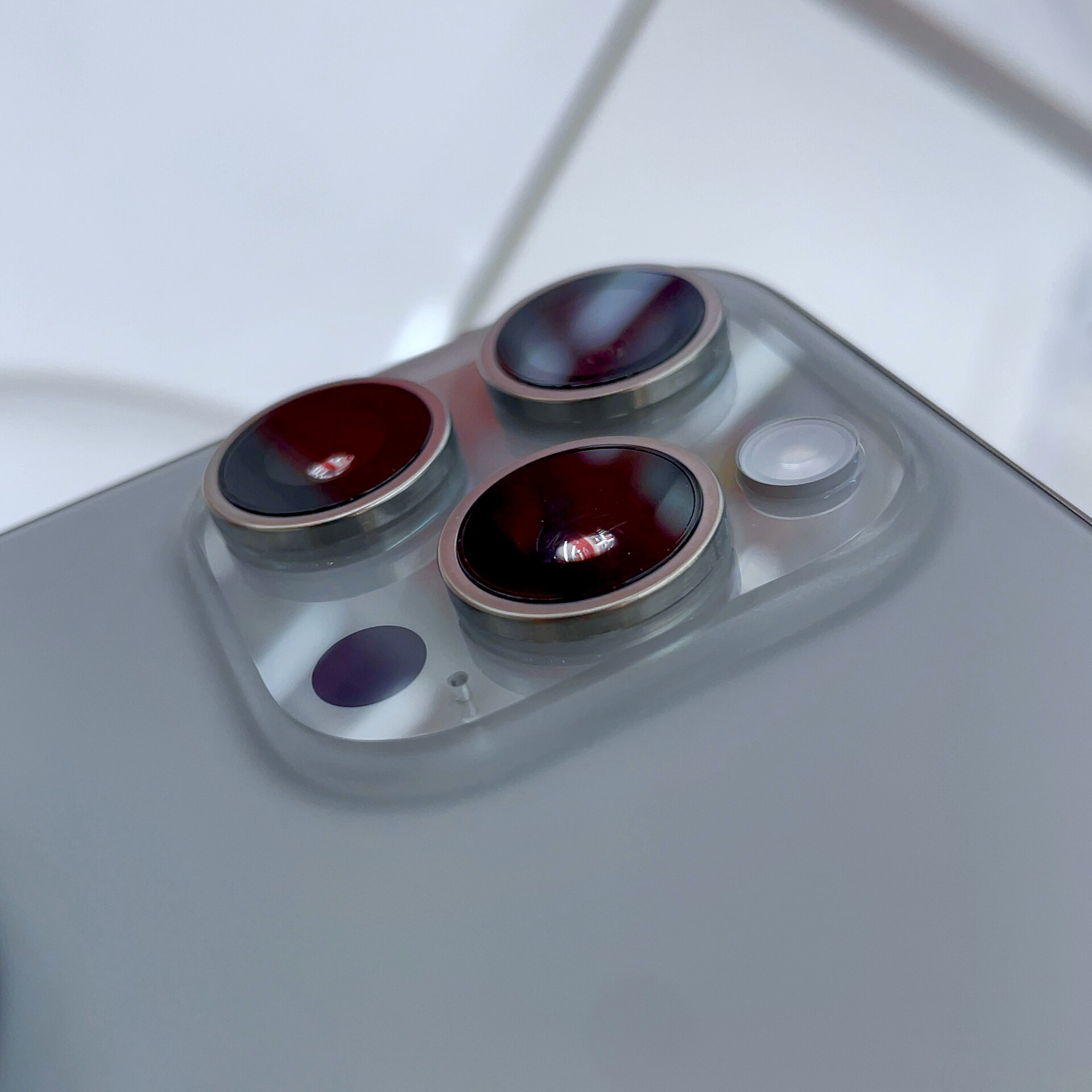 Close-up of the iPhone 15 Pro Max rear camera module