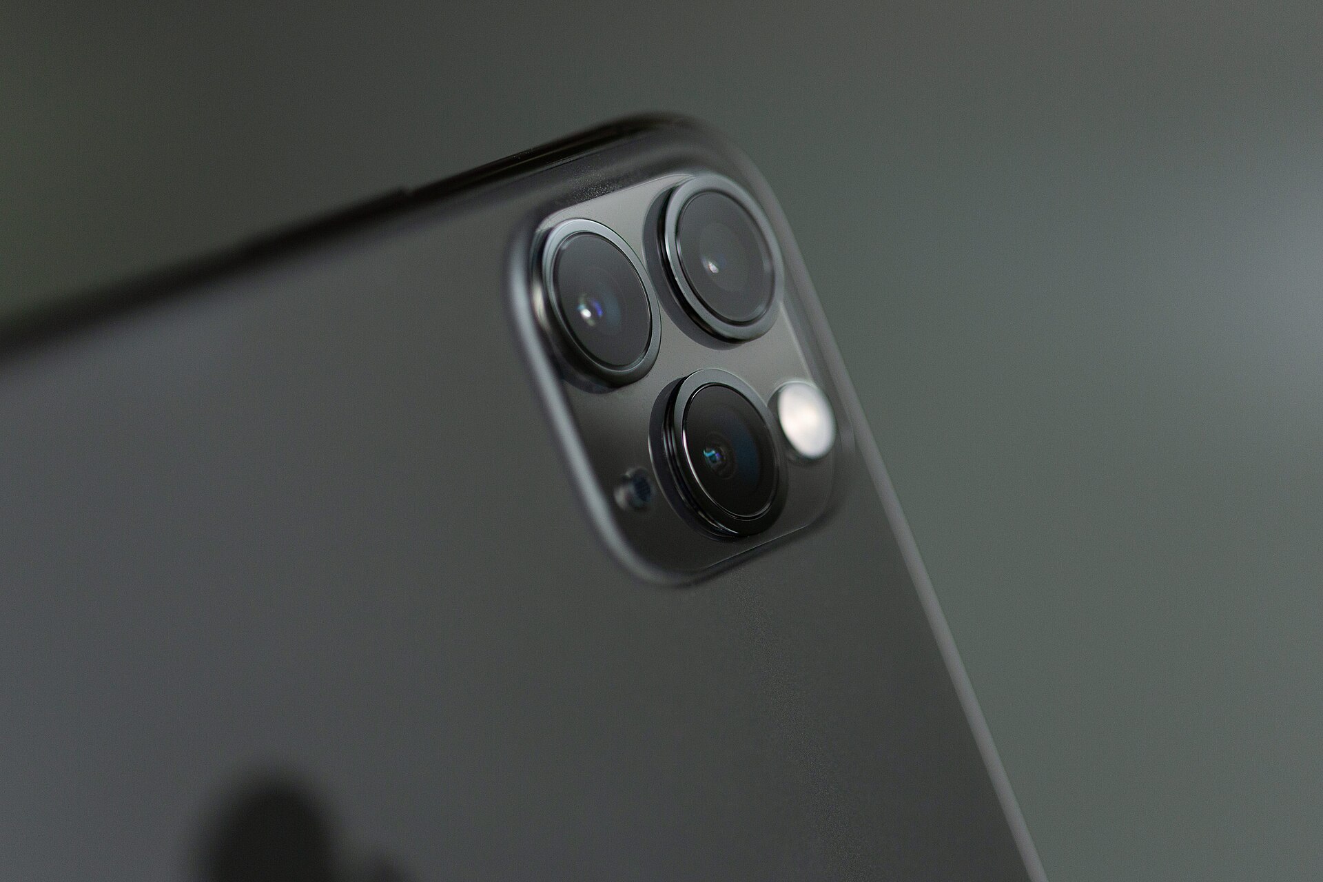 Close-up of the iPhone 11 Pro triple-camera module, the phone that debuted Deep Fusion