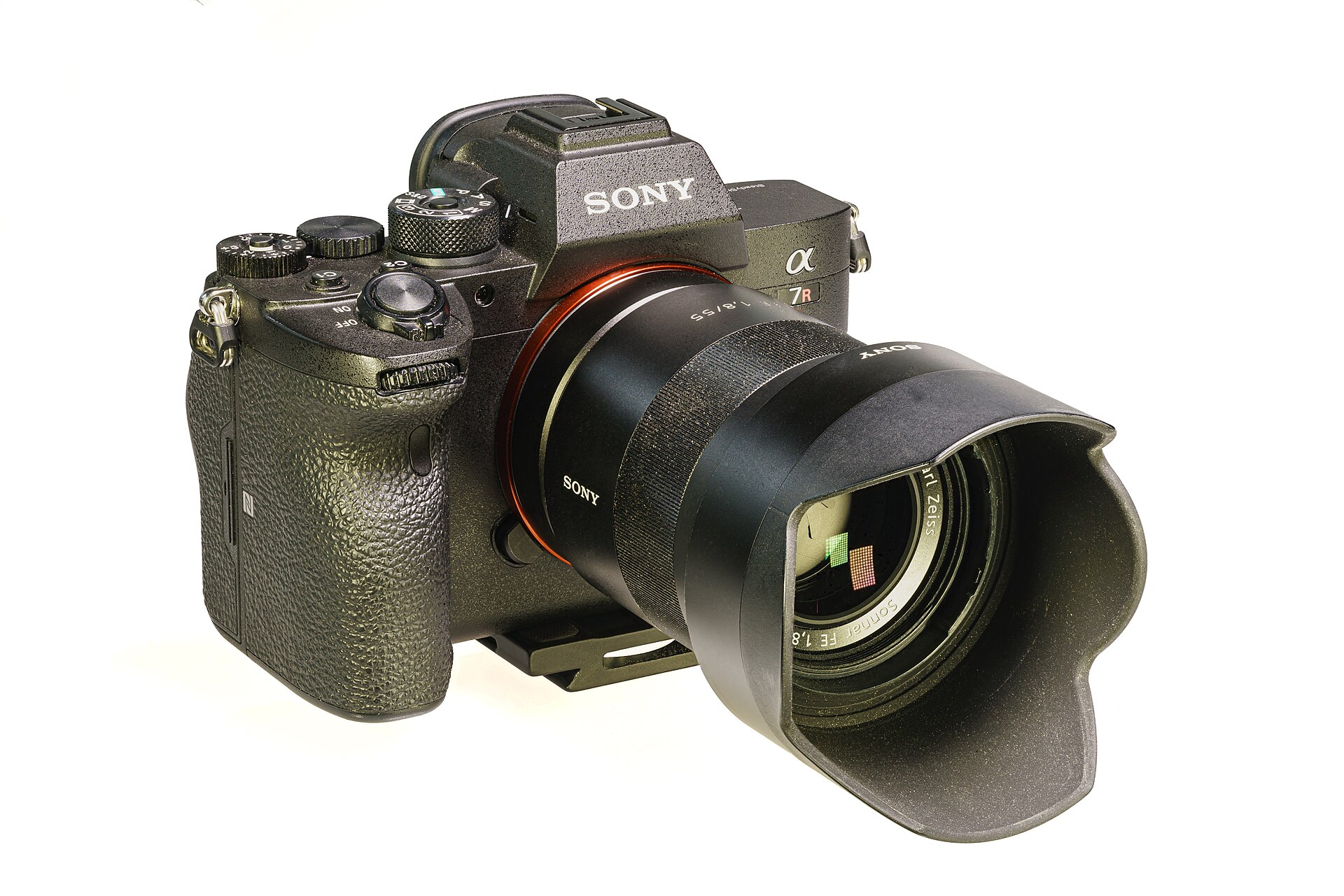 Sony Alpha 7R camera body with a Zeiss 55mm lens attached