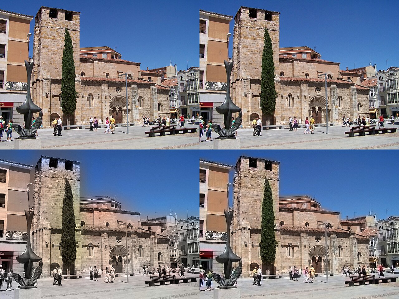 A real photograph shown at full chroma resolution versus progressively subsampled versions
