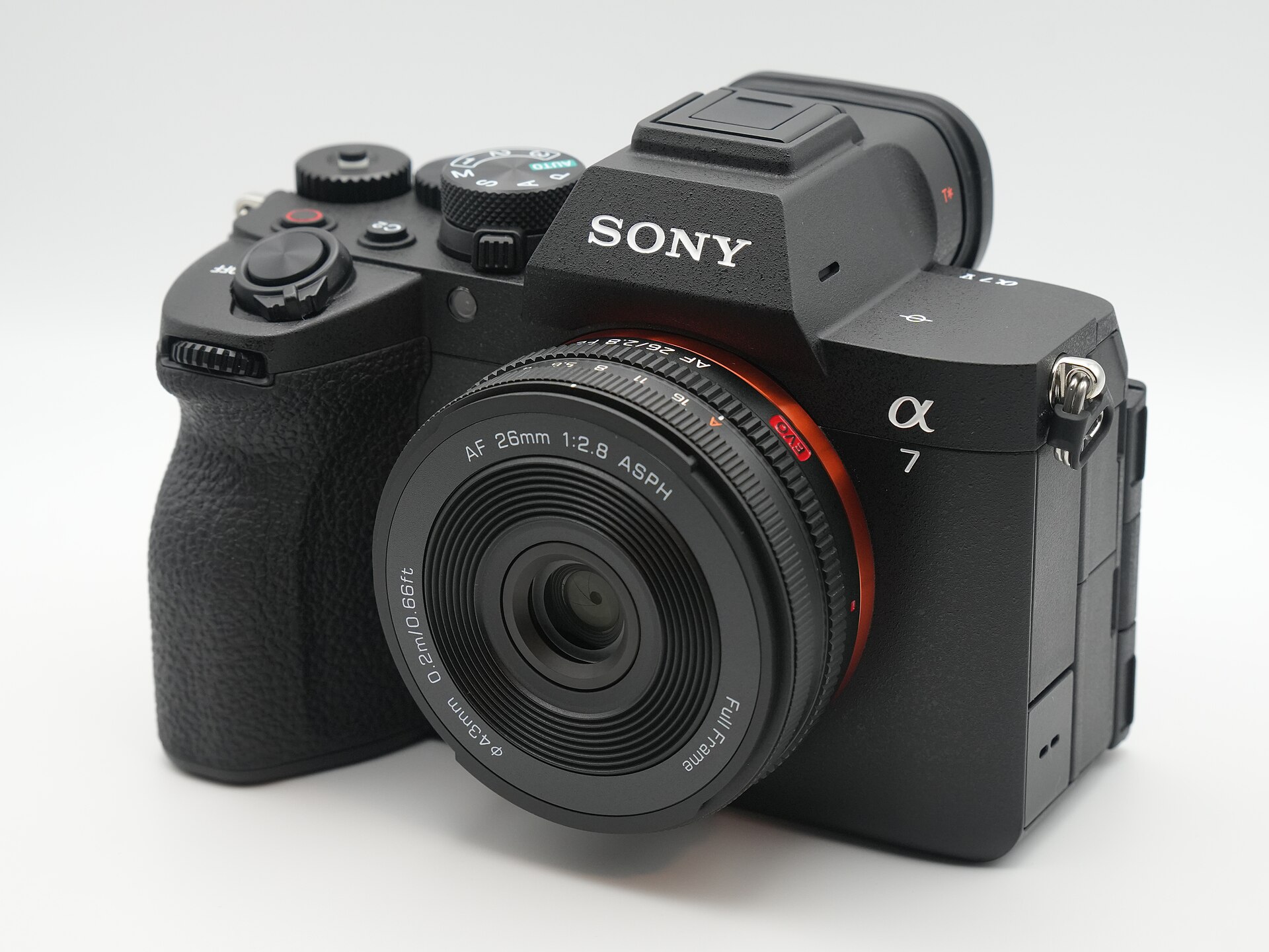 Sony a7 V with a Viltrox AF 26mm f/2.8 EVO lens attached